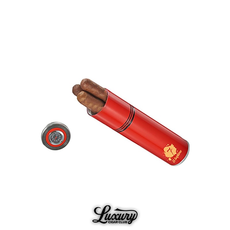 El Septimo Small Travel Humidor ruby red