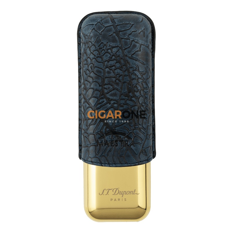 ST DUPONT Metal Base Cigar Case – Partagas Blue – 2 Cigare