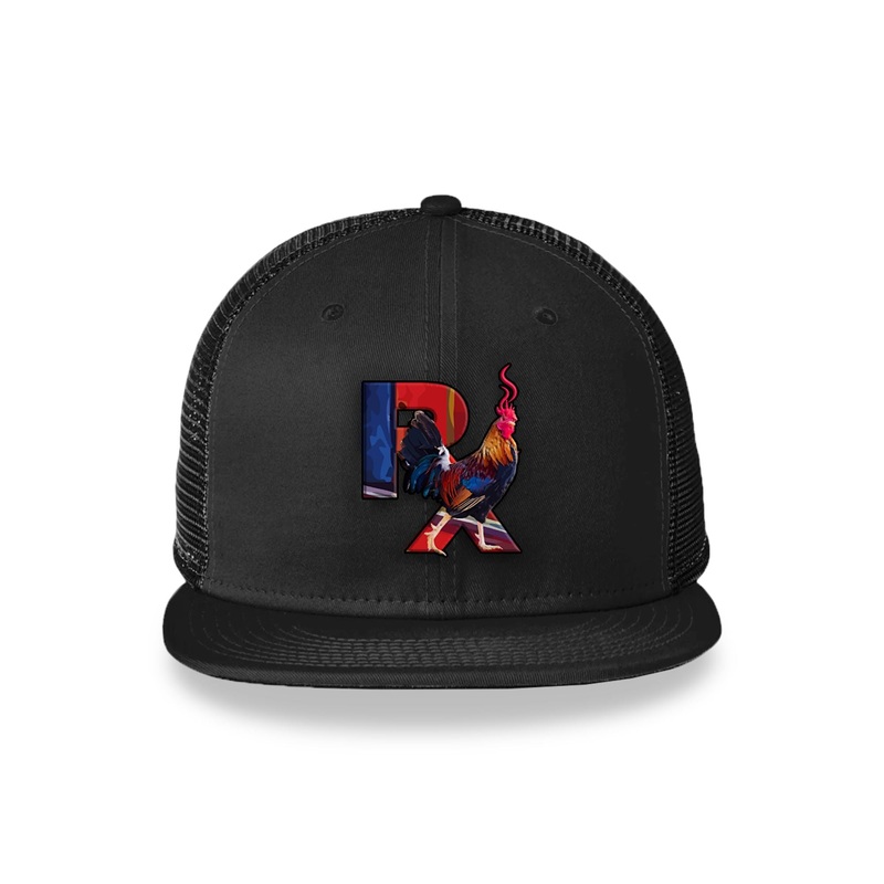 Black Flat Trucker with Smokin Cock Patch Black Outline