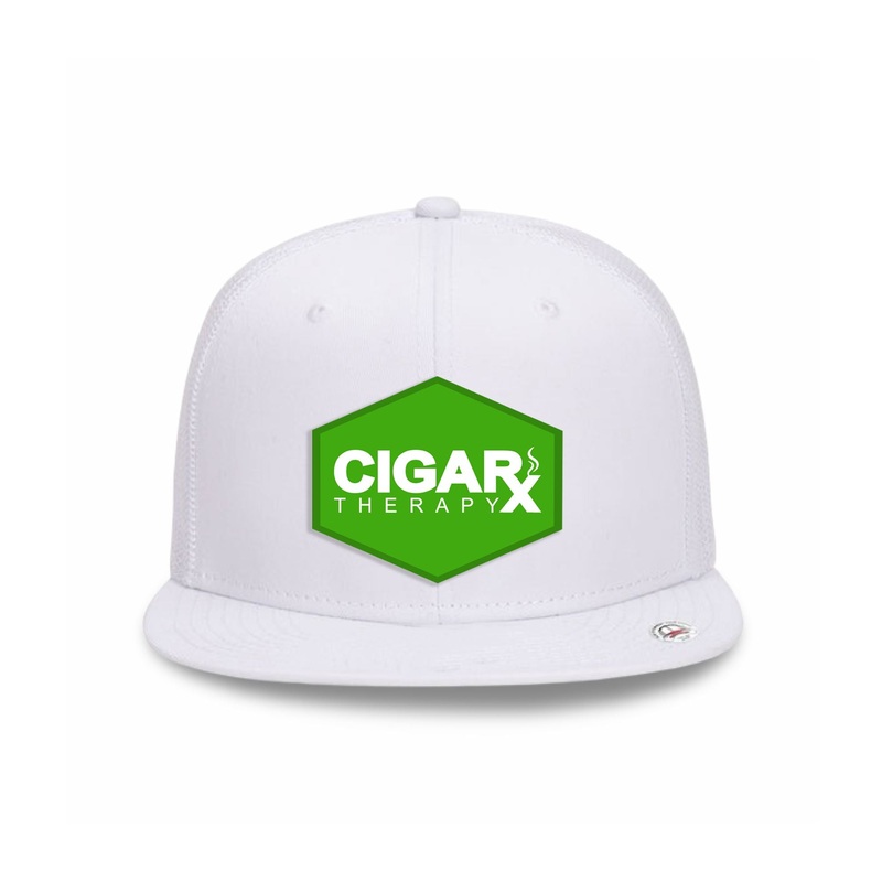 White Flat Trucker with Green Classic Patch Green Patch / White Logo