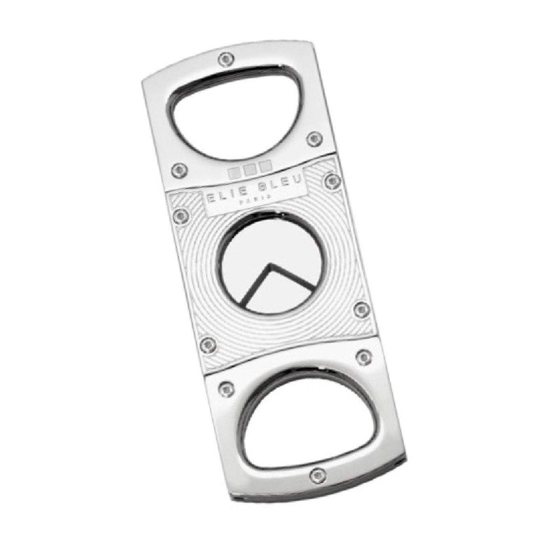 Elie Bleu Double Blade Polished Stainless Etched Lines Cigar Cutter 1 Cutter