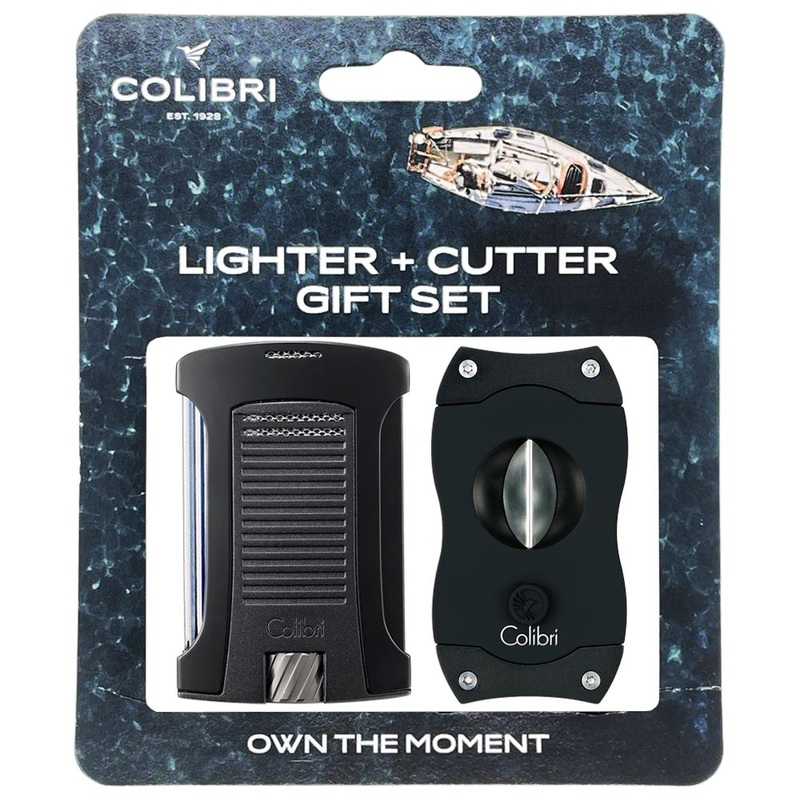 Colibri Daytona Lighter + V-Cut Gift Set Black/Black