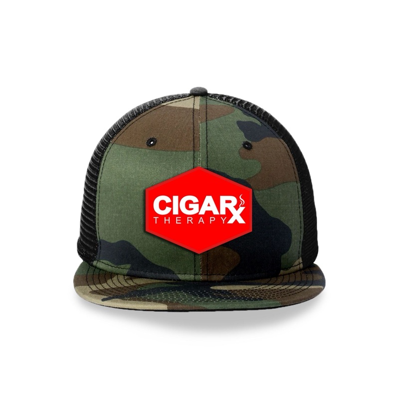 Camo Flat Trucker with Red Classic Patch Red / White Logo / Black Bill