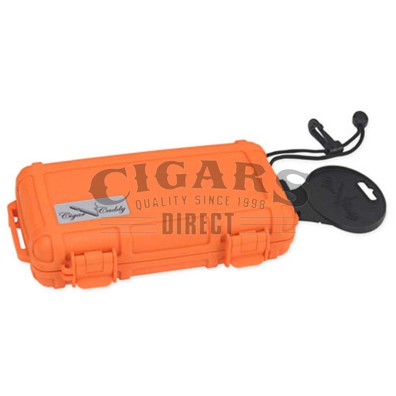 Cigar Caddy 5 Count Orange Waterproof Travel Humidor 5 Count