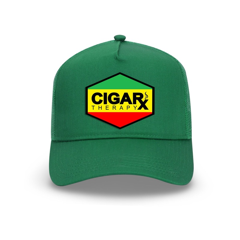 Green Curved Trucker with Reggae Rasta Flag Patch Reggae Rasta