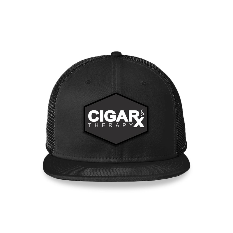 Black Flat Trucker with Black Classic Patch Black Patch / White Logo