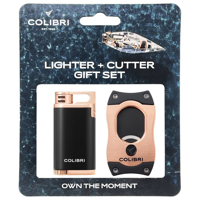 Colibri Belmont Lighter + S-Cut Gift Set Black/Black
