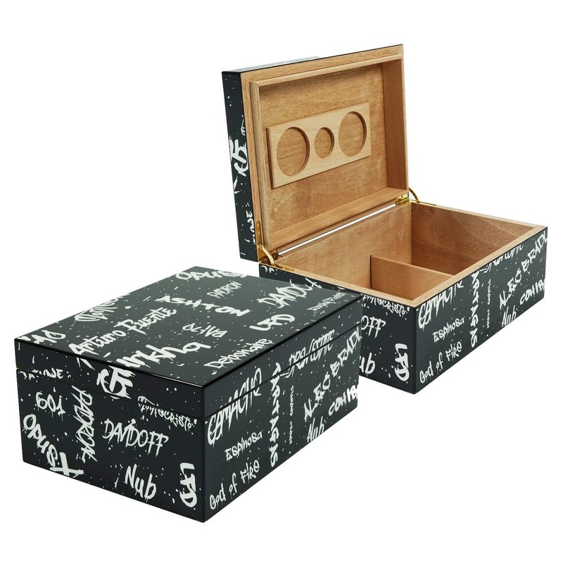 Graffiti Black and White 50 Count Humidor 50 Count