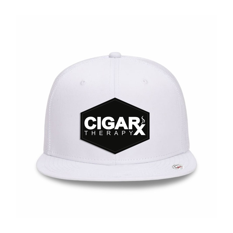 White Flat Trucker with Black Classic Patch Black Patch / White Logo