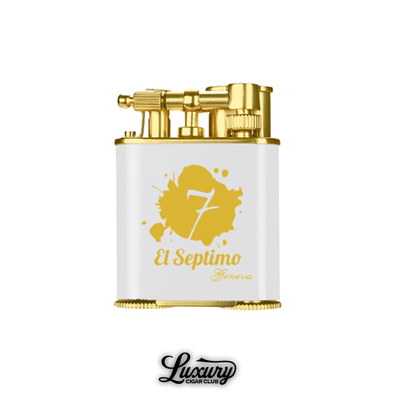 El Septimo Double Jet Torch Lighter & Punch white/gold