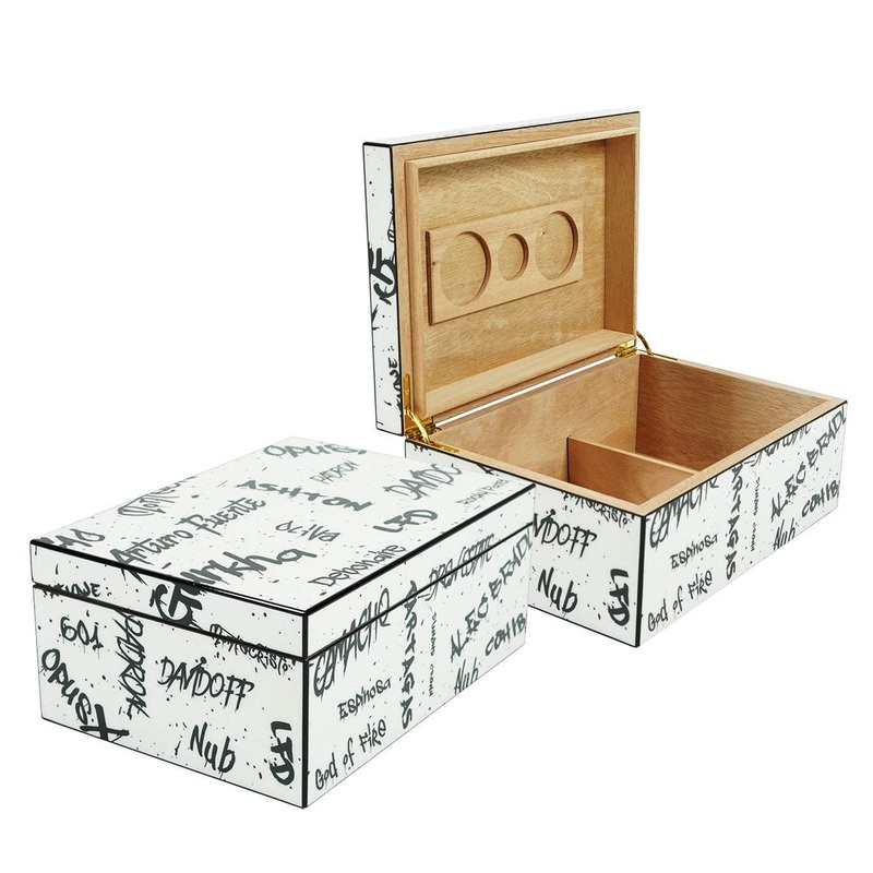 Graffiti White and Black 50 Count Humidor 50 Count