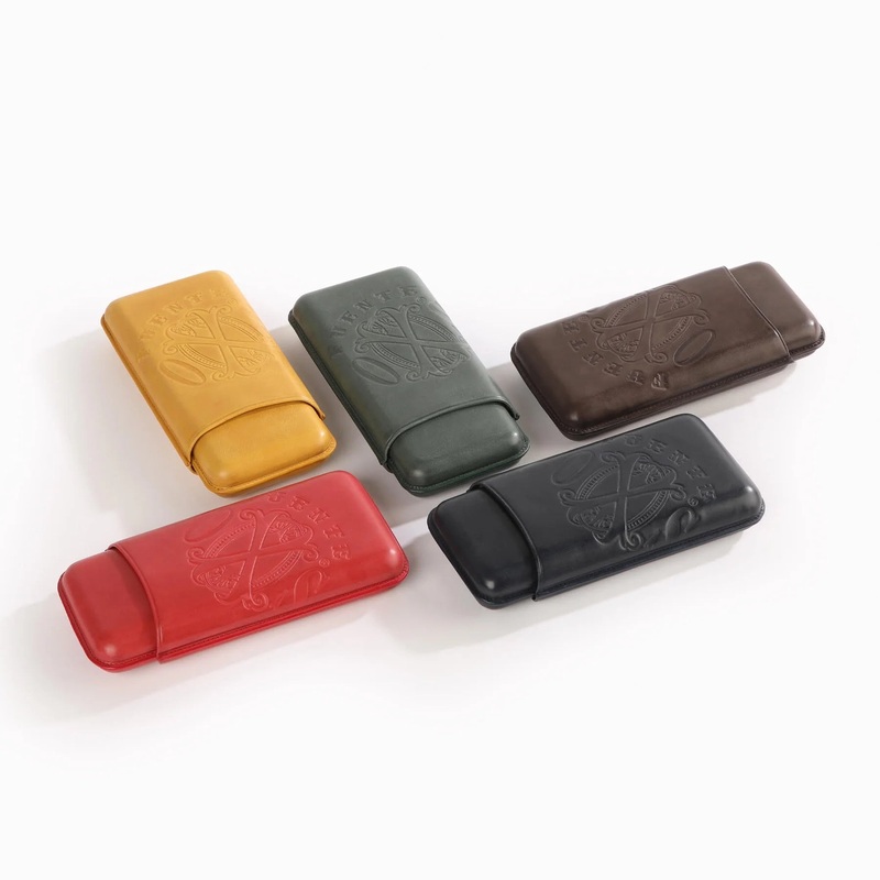 The OpusX Society Spanish Nobuk 3 Cigar Case Camel Yellow