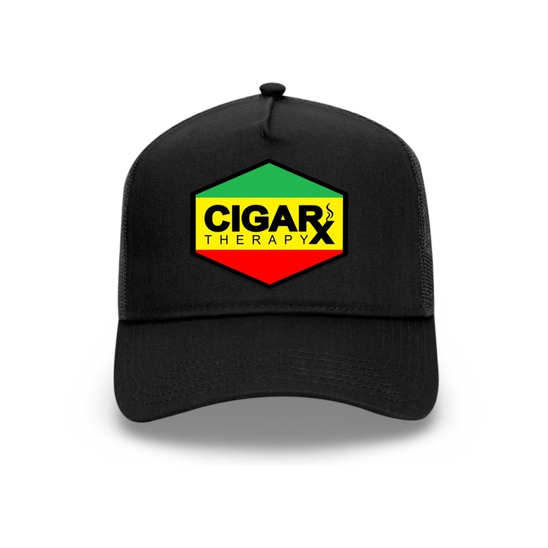 Black Curved Trucker with Reggae Rasta Flag Patch Reggae Rasta