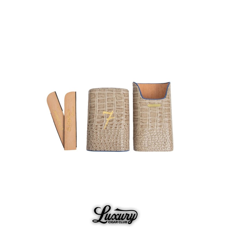 El Septimo Crocodile Three Cigar Travel Case green