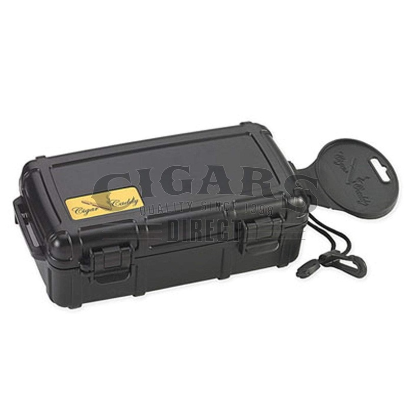 Cigar Caddy 10 Count Black Waterproof Travel Humidor 10 Count