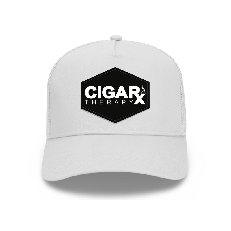 White Curved Trucker with Black Classic Patch Black Patch / White Logo