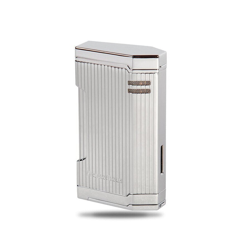 Magma T Chrome Vertical Lines Triple Torch Lighter Chrome