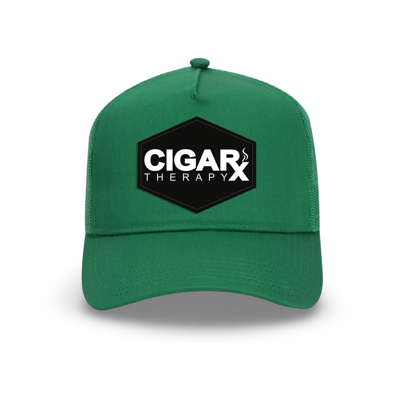 Green Curved Trucker with Black Classic Patch Black Patch / White Logo