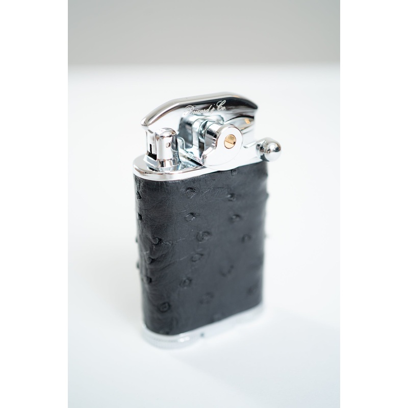 Brizard and Co. – Gatsby Black Ostrich Triple Torch Flame Table Lighter