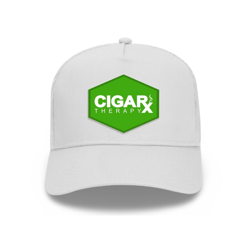White Curved Trucker with Green Classic Patch Green Patch / White Logo