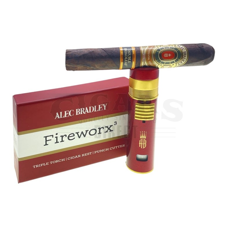 Alec Bradley Fireworx Triple Torch Lighter with Cigar Rest and Punch Red Red