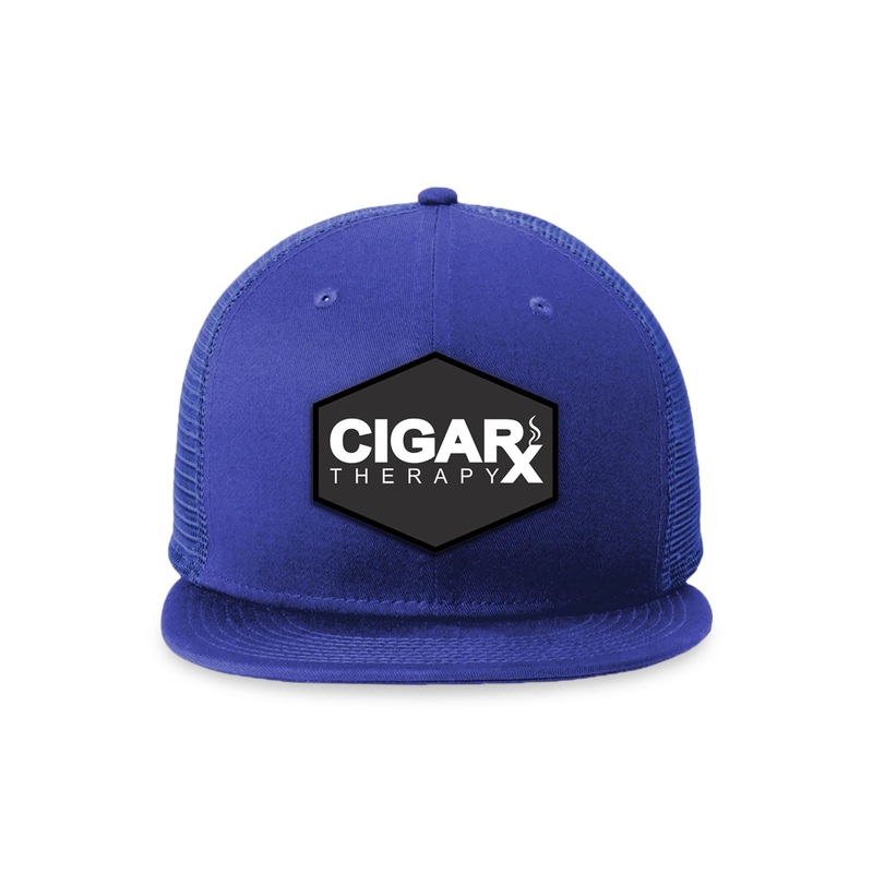 Royal Blue Flat Trucker with Black Classic Patch Black Patch / White Logo