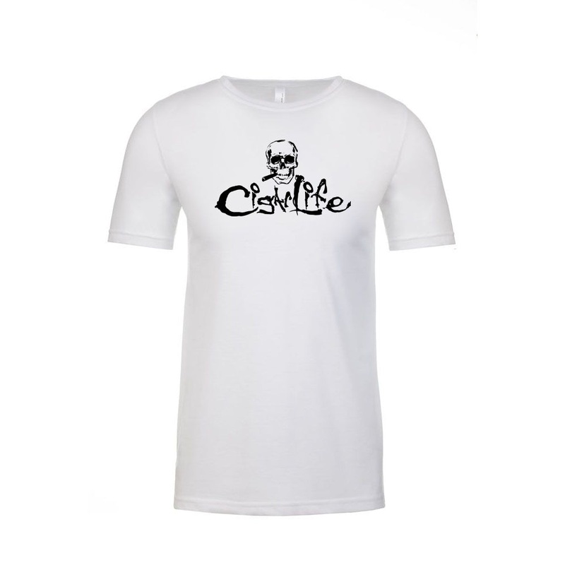 White with Black Cigarlife Mens Crew Neck T-Shirt S