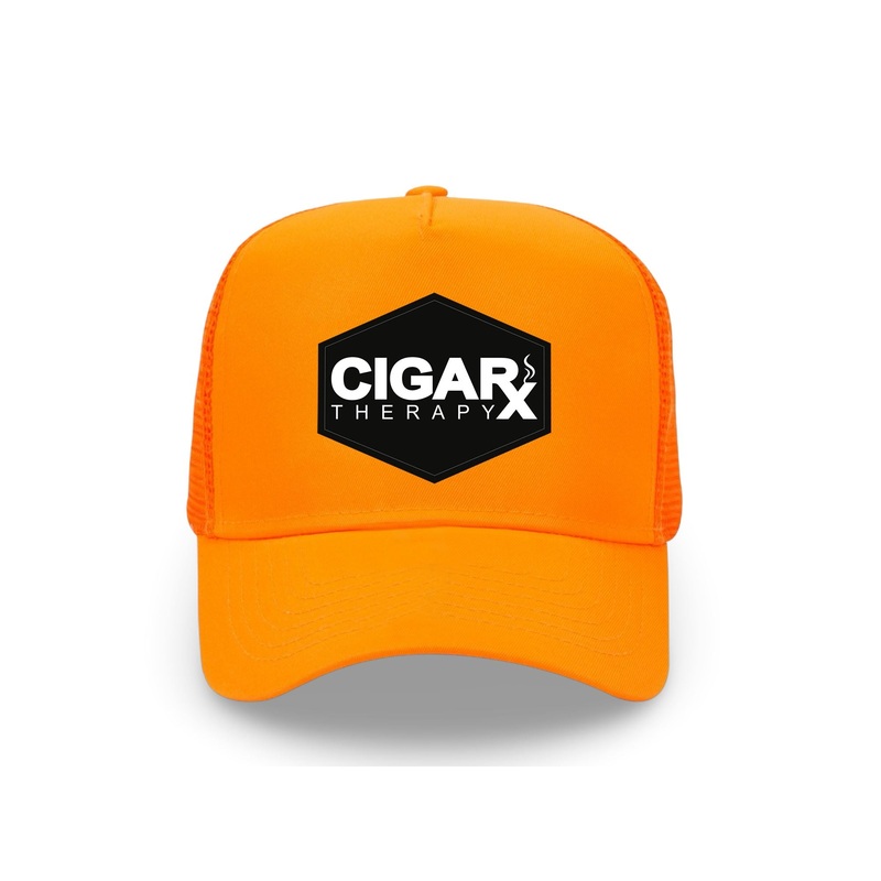 Orange Curved Trucker with Black Classic Patch Black Patch / White Logo