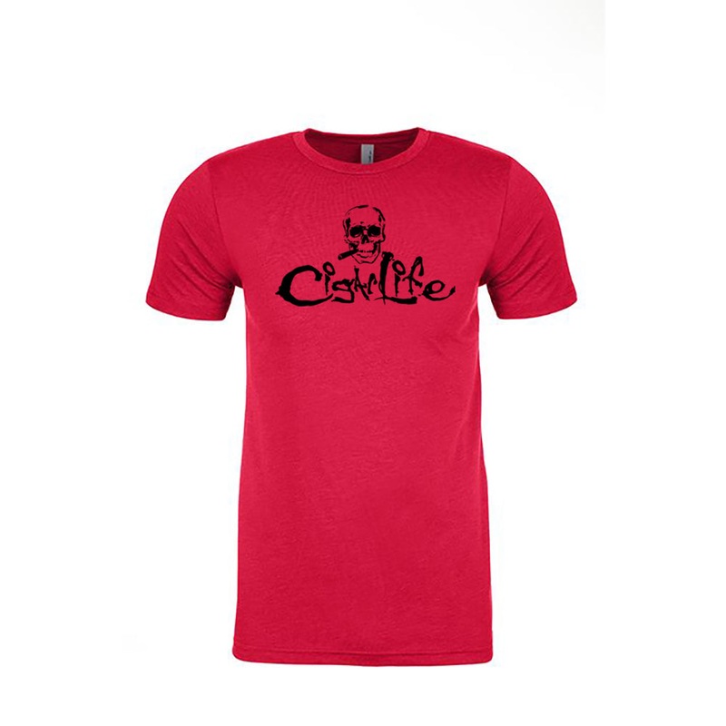 Red with Black Cigarlife Mens Crew Neck T-Shirt S