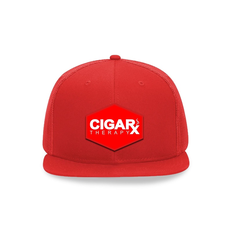 Red Flat Trucker with Red Classic Patch Red Patch / White Logo