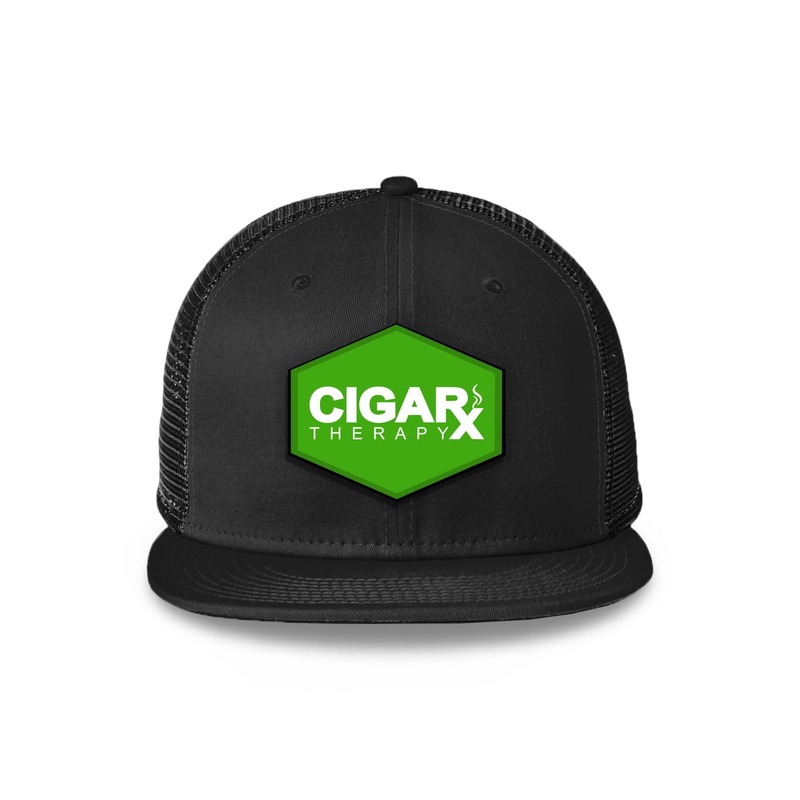 Black Flat Trucker with Green Classic Patch Green Patch / White Logo