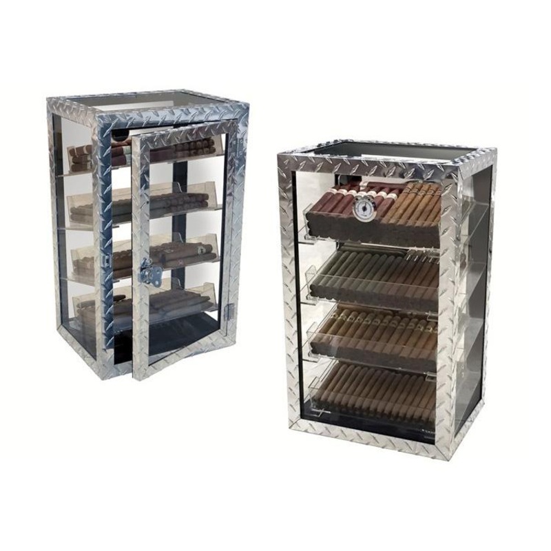 Diamond Plate Metal Industrial Countertop Humidor 250 Count