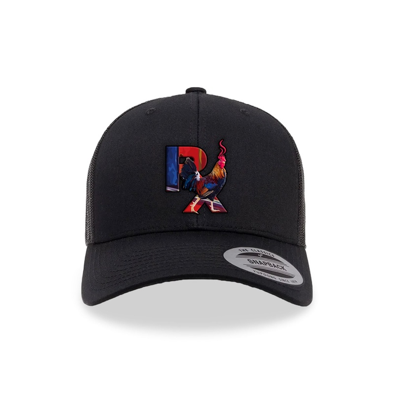 Black Curved Trucker with Smokin Cock Patch Black Outline