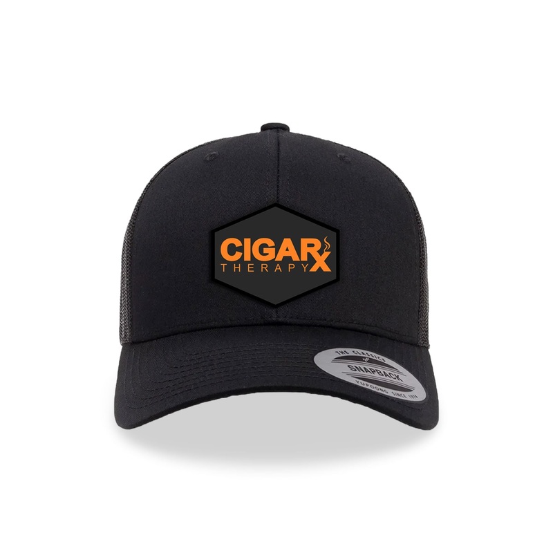 Black Curved Trucker with Orange on Black Patch Black Patch / Orange Logo