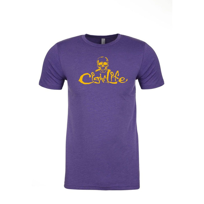 Purple with Gold Cigarlife Mens Crew Neck T-Shirt S