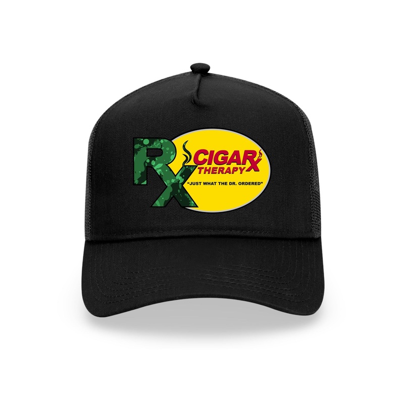 Black Curved Trucker with Green Rx on Yellow Patch Green Rx / Yellow Patch