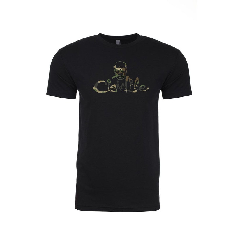 Black with Camo Cigarlife Mens Crew Neck T-Shirt S