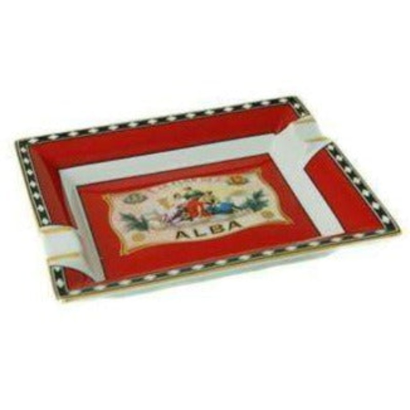 Elie Bleu Alba Red Porcelain Ashtray with 2 Gold Bridges 2 cigar Ashtray
