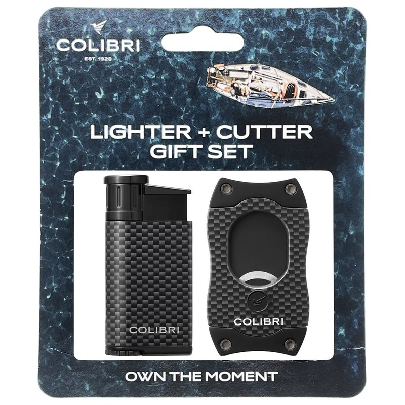 Colibri EVO Carbon Fiber Lighter + S-Cut Gift Set Black