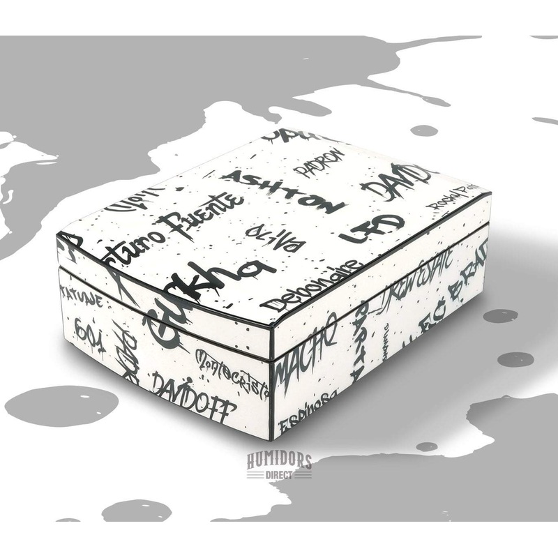 Graffiti White and Black Travel Humidor Set 1 Set