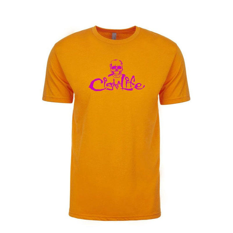 Orange with Pink Cigarlife Mens Crew Neck T-Shirt S