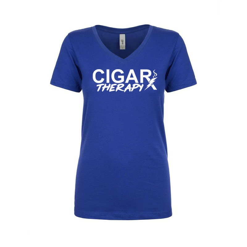 Blue CIGARx Womens Hockey Edition with Bolt V-Neck T-Shirt XS