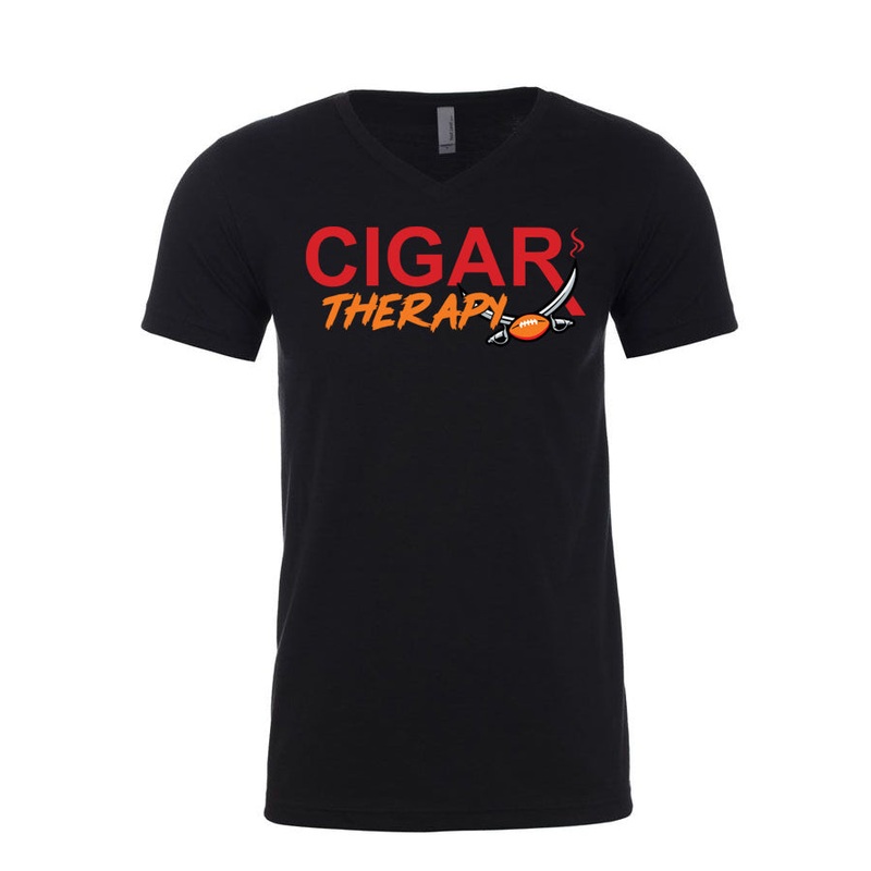 Black CIGARx Mens Football Edition with Swords V-Neck T-Shirt S