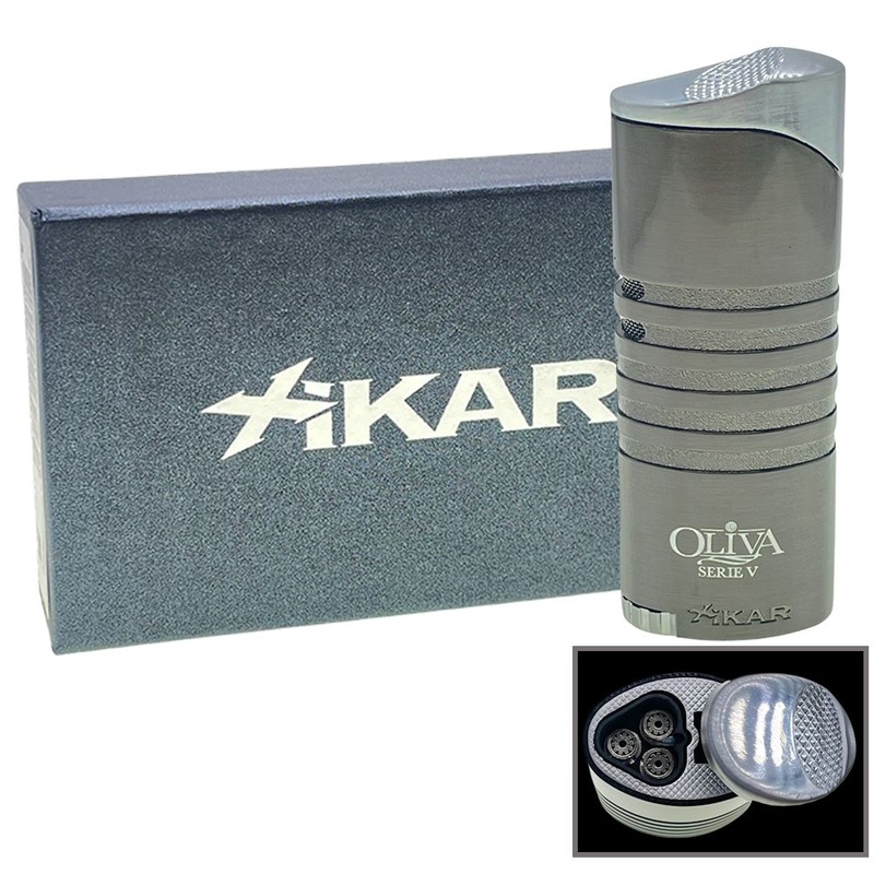 Oliva V Xikar Ellipse III Triple Flame Lighter – Gunmetal Triple Flame