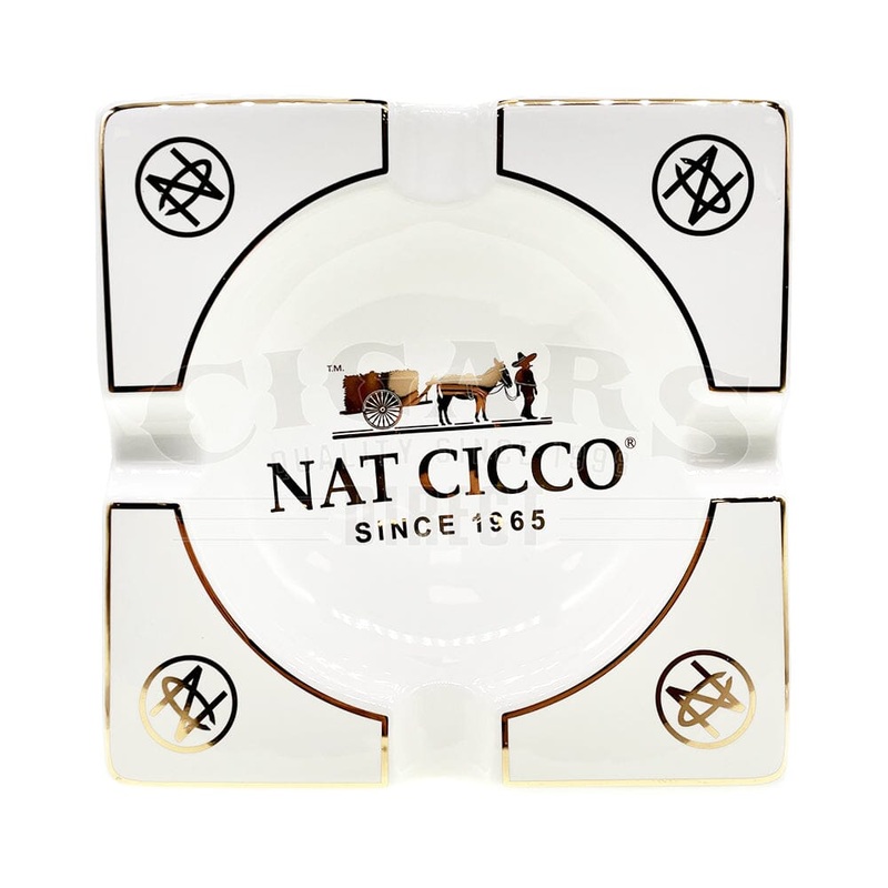 Nat Cicco White Ceramic Ashtray 4 Cigar Ashtray