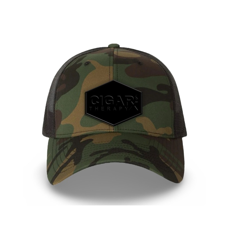 Camo Curved Trucker with Blackout Patch Black Patch / Black Logo