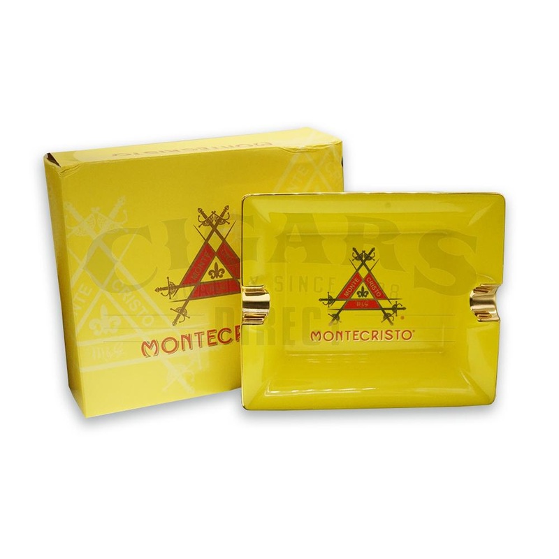 Montecristo Ceramic Yellow Rectangular 2 Cigar Ashtray 2 Cigar Ashtray