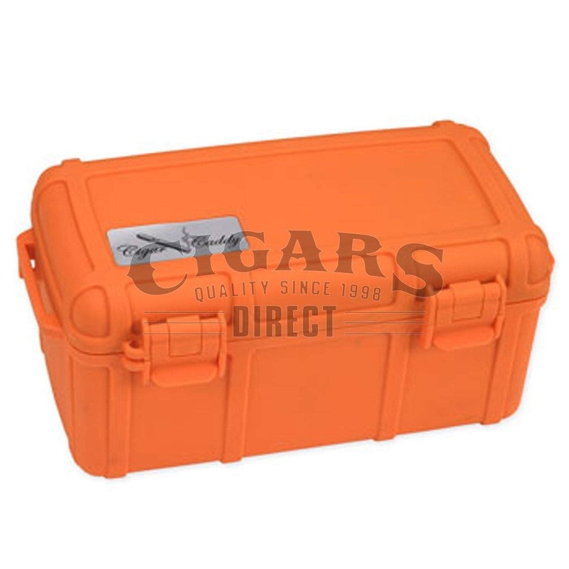 Cigar Caddy 15 Count Orange Waterproof Travel Humidor 15 Count