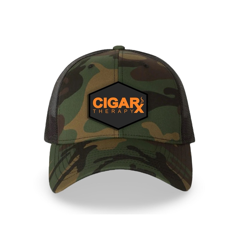 Camo Curved Trucker with Orange on Black Patch Black Patch / Orange Logo