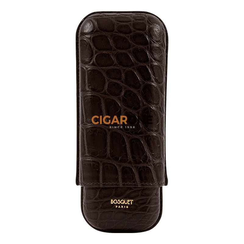 BOSQUET Cigar Case Tl – Croco – 2 Cigars – Brown
